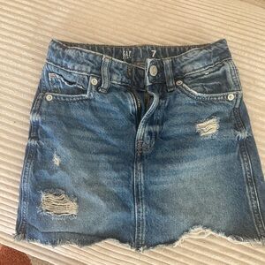GAP Blue Distressed Denim Mini Skirt